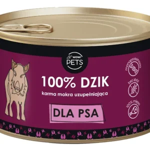 WOW!Pets Karma mokra uzupełniająca PSY Monobiałkowa DZIK 100% mięsa 410g