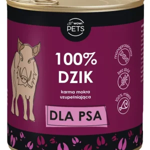 WOW!Pets Karma mokra uzupełniająca PSY Monobiałkowa DZIK 100% mięsa 850g