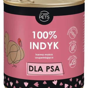 WOW!Pets Karma mokra uzupełniająca PSY Monobiałkowa INDYK 100% mięsa 850g