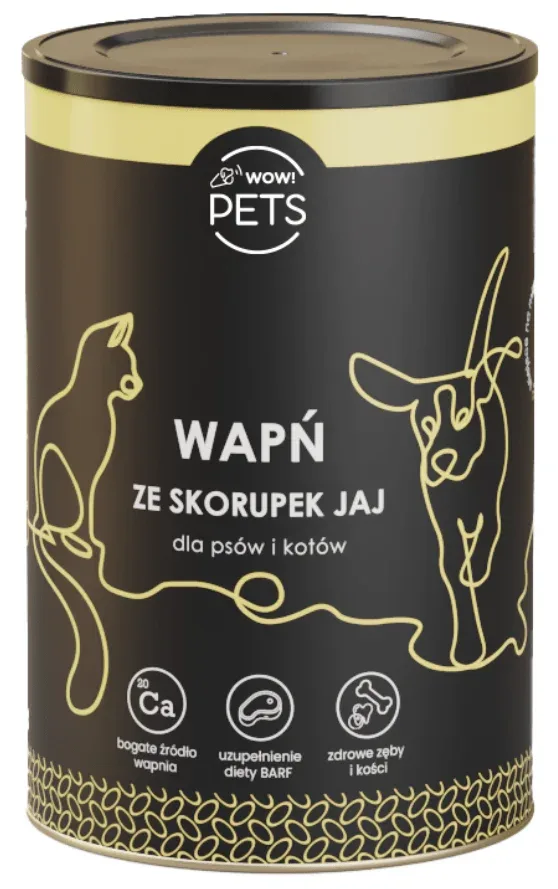 WOW!Pets WAPŃ sproszkowane skorupy jaj, suplement diety dla PSA, KOTA 800g