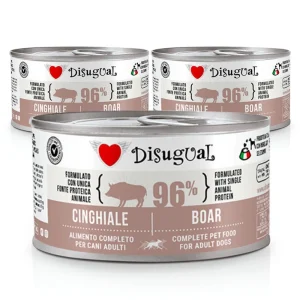 Zestaw 3x Mokra karma monobiałkowa dla psa – Disugual Dzik – 96% mięsa – dla dorosłych psów – 3x150g