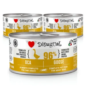 Zestaw 3x Mokra karma monobiałkowa dla psa – Disugual Gęś – 96% mięsa – dla dorosłych psów – 3x150g