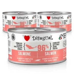 Zestaw 3x Mokra karma monobiałkowa dla psa – Disugual Łosoś – 96% mięsa – dla dorosłych psów – 3x150g