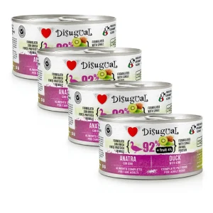 Zestaw 4x Mokra karma dla psa – Disugual Kaczka z kiwi – 92% mięsa – dla dorosłych psów – 4x150g