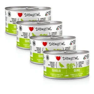Zestaw 4x Mokra karma monobiałkowa dla psa – Disugual Przepiórka – 96% mięsa – dla dorosłych psów – 4x150g