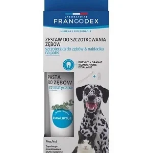 Zestaw enzymatyczna pasta do zębów dla psów szczoteczka oraz nakładka na palec