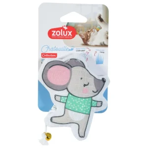 ZOLUX Chatouille – Zabawka dla kota z kocimiętką i dzwoneczkiem – Myszka w sweterku 10,5 cm