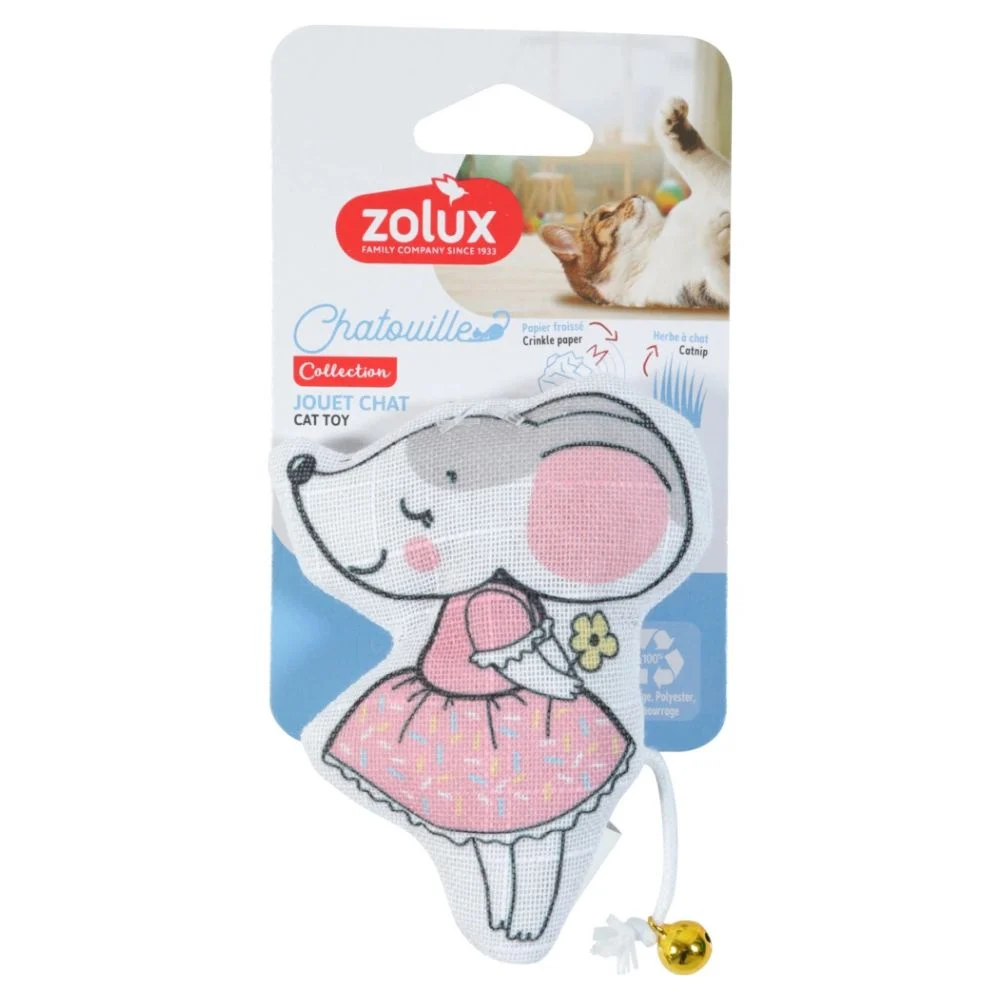 ZOLUX Chatouille – Zabawka dla kota z kocimiętką i dzwoneczkiem – Myszka w tutu 11 cm