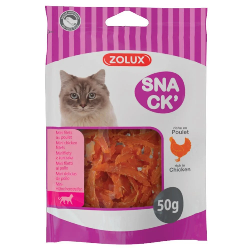 ZOLUX Przysmak dla kota mini filety z kurczaka – 50 g – naturalna przekąska dla dorosłych kotów