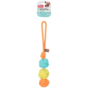 ZOLUX TWIST – Szarpak dla psa, zabawka sznurkowa z 3 piłkami, 43 cm