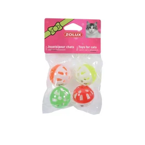 Zolux Zabawki dla kota – zestaw 4 kul z dzwonkami 3 cm